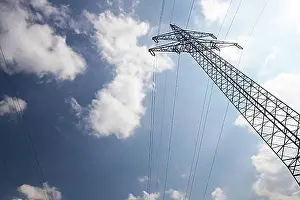 High Voltage Transmission Lines Stampe: Electrical tower in spring time