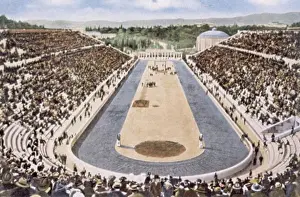 Olimpico Stampe: Punto di vista alto di uno stadio, Stadio Olimpico, Atene, Grecia, c.1906.