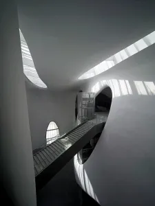 Futuristic Museum Design Stampe: License this image at https://www.superstock.com/asset/1801-64364446