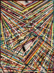 Arte Astratta Contemporanea Stampe: Linee multiple si scontrano.