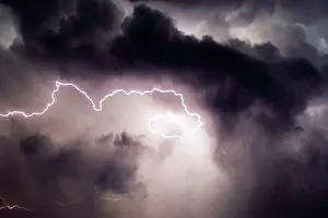 Severe Weather Photography Stampe: A Twisting Cloud To Cloud Lightning Bolt From the Air