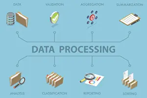 Food Photography Illustrations Stampe: 3D Isometric Flat Illustration of Data Processing