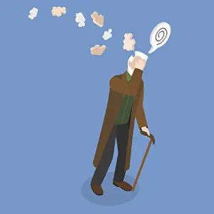 Medical Care Services Stampe: 3D Isometric Flat Illustration of Memory Problems