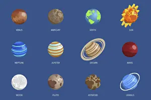 Solar System Planets Stampe: 3D Isometric Flat Vector Set of Solar System Planets