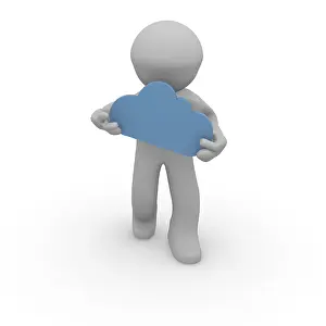 Bright Light Colored Background Stampe: 3d man with a cloud shape on a white background
