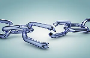 Deserted Scene Stampe: 3D rendering of a broken chain