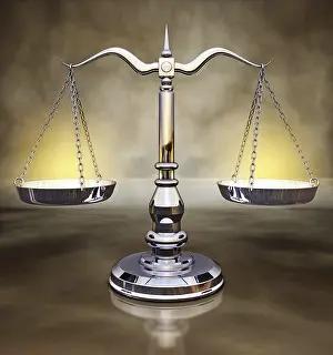 Symbolic Justice Stampe: 3d rendering of a scale