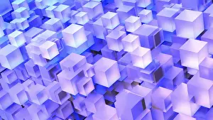 Forme Geometriche Stampe: '8K UHD Computer Generato 3D Cubo Stacking Arte di computer generazione'.