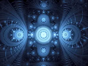 Abstract Fractal Art Stampe: Abstract blue pattern computer-generated image