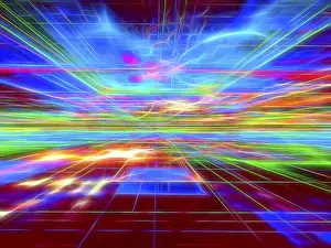 Fractal Geometry Concept Stampe: Abstract bright technology background - computer-generated image