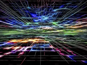 Fractal Geometry Concept Stampe: Abstract bright technology background - computer-generated image