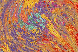 Stampe di Pattino di marmo creativo astratto. Arte tradizionale dell'Ebru marbling Opera D'arte Astratta Strutturata Stampe: Pattino creativo astratto di testo di texture in marmo.