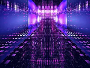 Futuristic Data Center Stampe: Abstract data science or high tech concept background - computer-generated 3d illustration