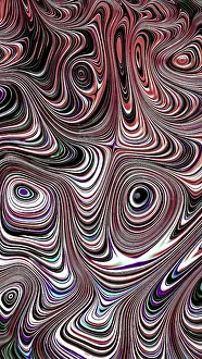 Stampe di Fondo geometrico astratto - immagine generata dal computer. Arte frattale: cerchi concentrici rugosi e distorti, ripetuti molte volte. Pattern di marmo a nodi Sculture Cubiste Stampe: Fondo geometrico astratto - immagine generata da computer.