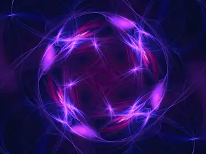 Fractal Art Stampe: Abstract neon glowing disk - computer-generated image