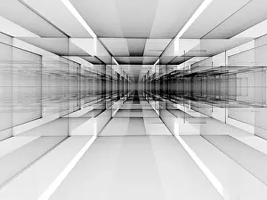 Abstract Tech Background Stampe: Abstract perspective technology background - computer-generated image