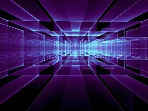 Abstract Tech Background Stampe: Abstract perspective technology background - computer-generated image
