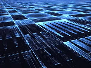 Digital Art Illustration Stampe: Abstract tech style background - computer-generated 3d illustration