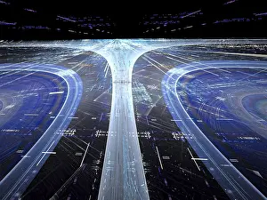 Virtual Reality Concept Image Stampe: Abstract technology or industry background - computer-generated image