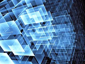 Deserted Futuristic Landscape Stampe: Abstract technology or sci-fi background - computer-generated 3d illustration