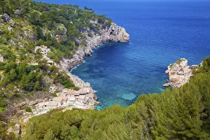 Tramuntana Mountain Range Landscape Stampe: Aerial view of the beach Cala de Deia