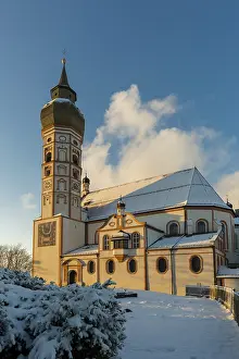 Bavarian Monastery Complex Stampe: Andechs Monastery in winter, sunset