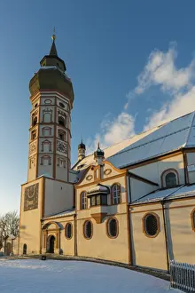 Baroque Church Germany Stampe: Andechs Monastery in winter, sunset