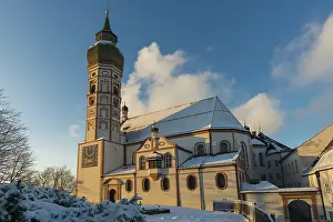 German Federal Republic Monastery Complex Stampe: Andechs Monastery in winter, sunset