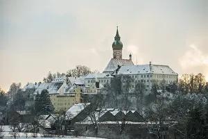 Andechs Monastery Winter Sunset Stampe: Andechs Monastery in winter, sunset