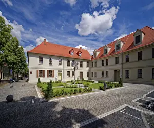 East Germany Deserted Roads Stampe: Architectural complex WallstraBe on Bachplatz