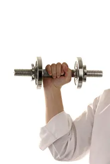 Businessman Workout Stampe: Arm with weights