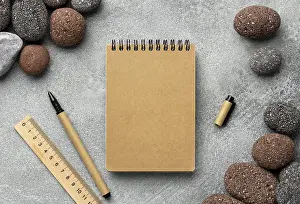 Time Management Tools Stampe: Arrangement with stationery elements notepad