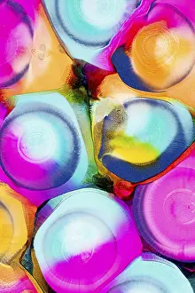 Colorful Design Stampe: An array of vibrant, abstract ink patterns featuring a mixture of bright pink
