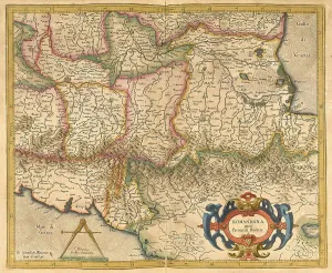 Southern Europe Maps Stampe: Atlas, map from 1623, Romandiola