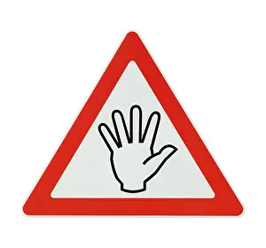 Symbolic Road Sign Photo Stampe: Attention! handiwork - white background