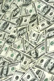 Hundred Dollar Bill Pile Stampe: Background of hundred dollars bank notes