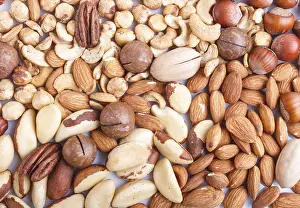 Studio Shot Of Nuts Stampe: Background and texture made from different kinds of nuts
