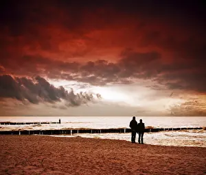 Evening Sun Landscape Photography Stampe: Beach at sunset