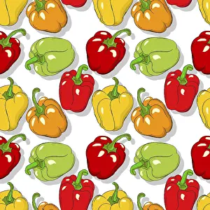 Vegetable Nutrition Symbol Stampe: Bell peppers repeating pattern