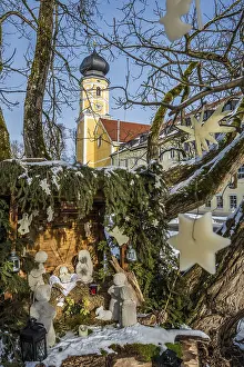 Bavarian Countryside Winter Scene Stampe: Bernried Monastery with cot in winter