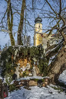 Winter In Southern Germany Stampe: Bernried Monastery with cot in winter