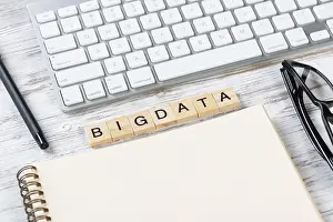 Educational System Concept Stampe: Big data analytics concept with letters on cubes