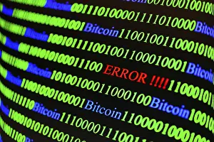 Bitcoin Symbolic Picture Stampe: Binary code with Error lettering