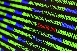 Cryptocurrency Blockchain Image Stampe: Binary code with Error lettering