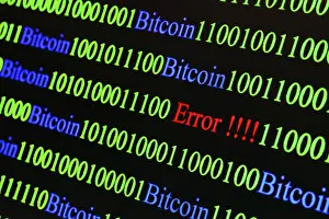 Cryptocurrency Blockchain Image Stampe: Binary code with Error lettering