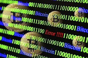 Binary Code Concept Stampe: Bitcoin, binary code with lettering Error