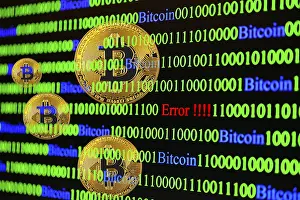 Binary Code Concept Stampe: Bitcoin, binary code with lettering Error