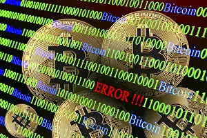 Cryptocurrency Image Stampe: Bitcoin, binary code with lettering Error