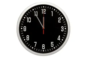 Time Pressure Symbol Stampe: Black clock, clock hands on five to twelve