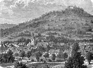 Black And White Rock Formations Stampe: Blankenburg with the Greifenstein in Thuringia